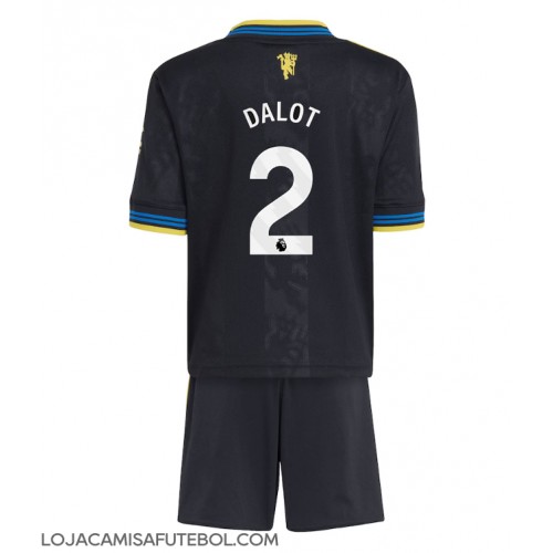 Camisa de Futebol Manchester United Diogo Dalot #2 Equipamento Alternativo Infantil 2025-26 Manga Curta (+ Calças curtas)